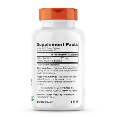 Doctors Best, Best Acetyl L-Carnitine, 500 Mg, 120 Veg Caps