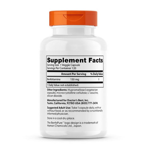 Doctors Best, Best Benfotiamine, 150 mg, 120 Vegegie Caps