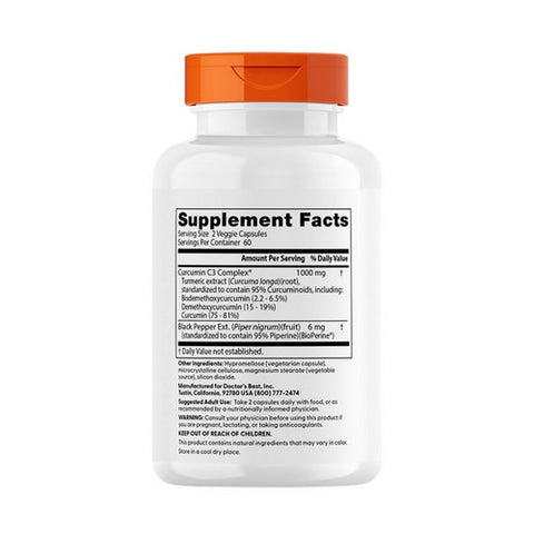 Doctors Best, High Absorption Curcumin, 1000 mg, 120 Veggie Caps
