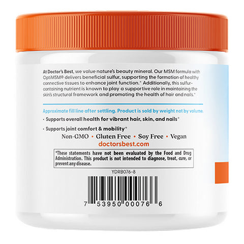 Doctors Best, MSM Powder With OptiMSM, 250 Grams