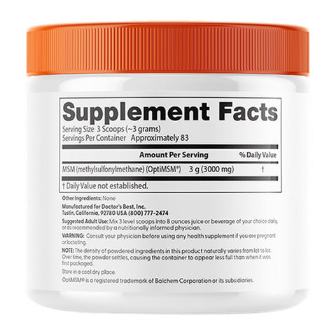 Doctors Best, MSM Powder With OptiMSM, 250 Grams