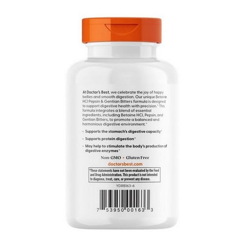 Doctors Best, Betaine HCL Pepsin & Gentian Bitters, 120 Caps