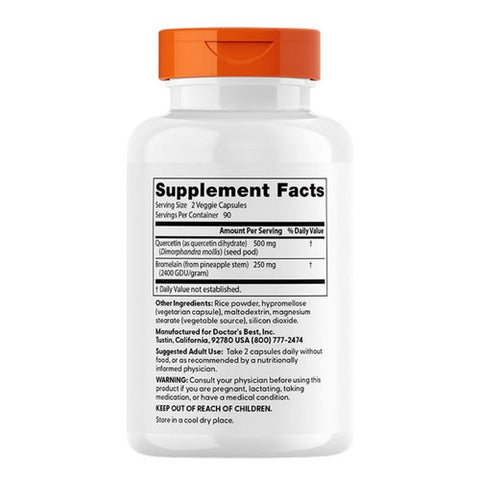 Doctors Best, Quercetin Bromelain, 180 Veggie Caps