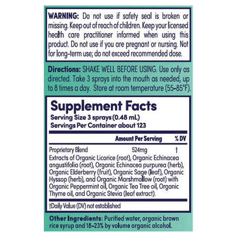 Zand, Herbal Mist Throat Spray, Organic 2 Fl Oz