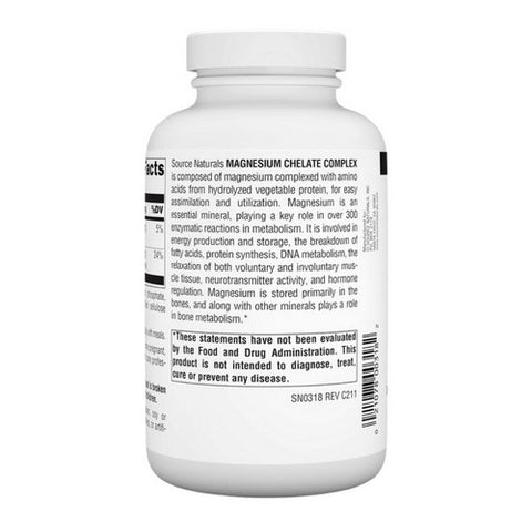 Source Naturals, Magnesium chelate, 100 mg, 250 Tabs