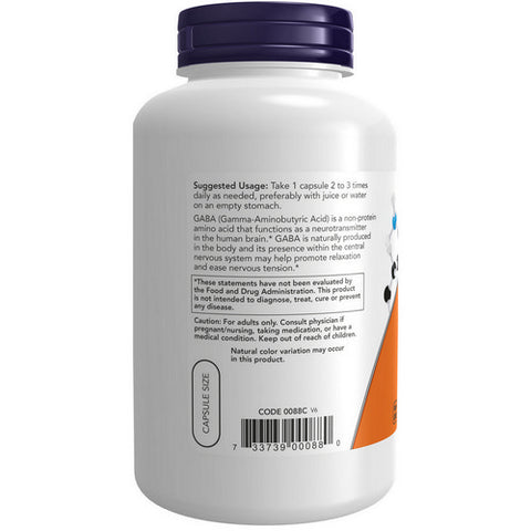 Now Foods, Gaba, 500 mg, 200 Caps