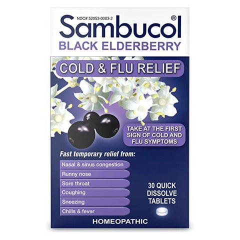 Sambucol, Black Elderberry, Cold & Flu 30 Tabs