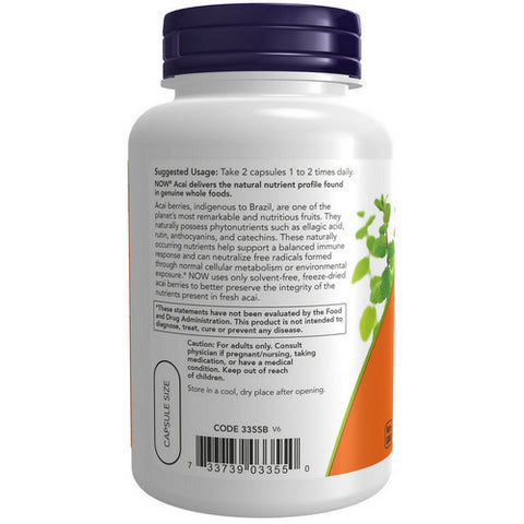 Now Foods, Acai, 500 mg, Organic Freeze-Dried 100 Vcaps