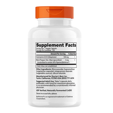 Doctors Best, High Absorption CoQ10 with Bioperine, 100 mg, 120 Veggie Caps
