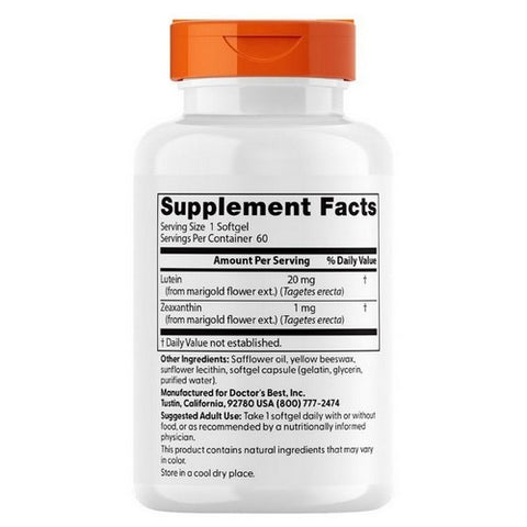 Doctors Best, Lutein with FloraGLO Lutein, 20 mg, 60 Softgels