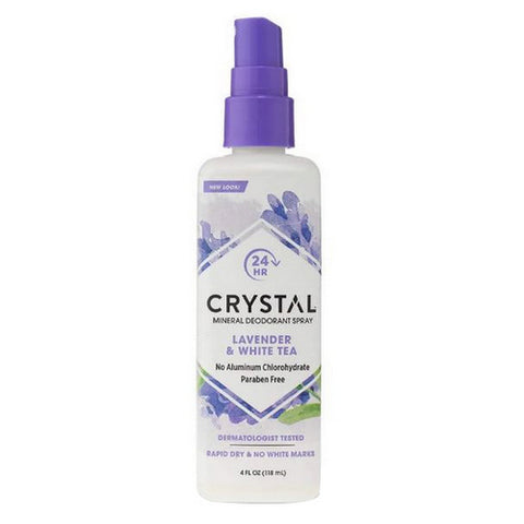 Crystal, Mineral Deodorant Body Spray, Lavender & White Tea 4 oz
