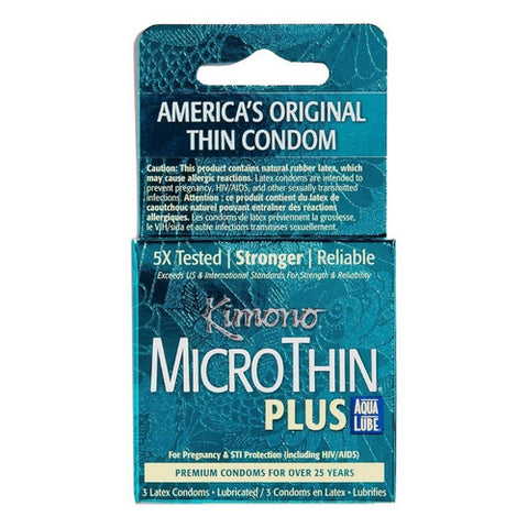 Mayer Laboratories, Kimono MicroThin Aqua Lube Latex Condoms, 3 CT