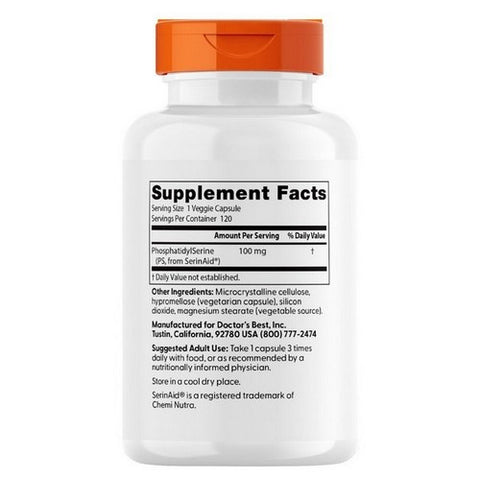 Doctors Best, Phosphatidyl Serine, 100 mg, 120 Vcaps