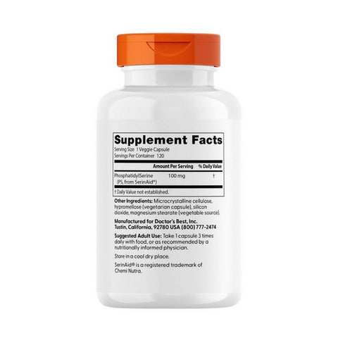 Doctors Best, Phosphatidyl Serine, 100 mg, 120 Vcaps
