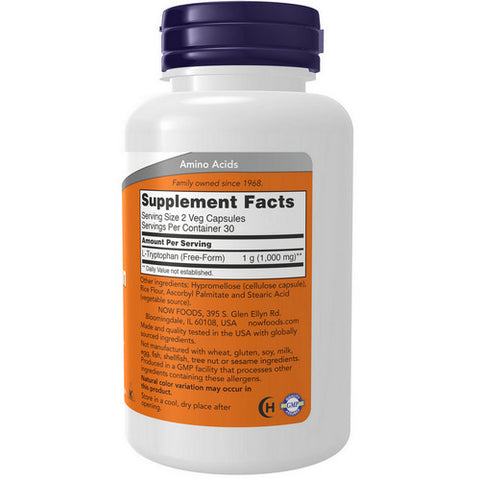 Now Foods, L-Tryptophan, 500 mg, 60 Vcaps