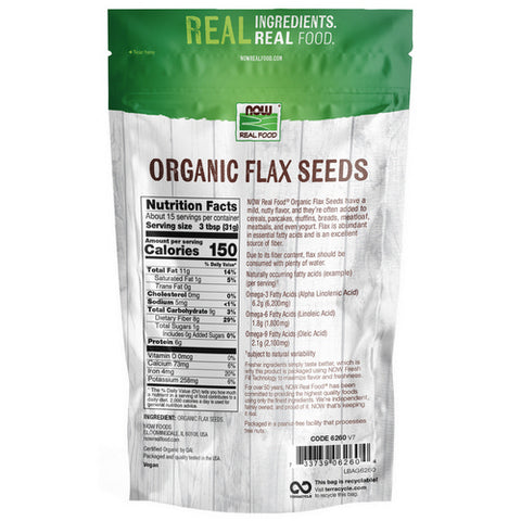 Now Foods, Flax Seed Organic, 1 lb