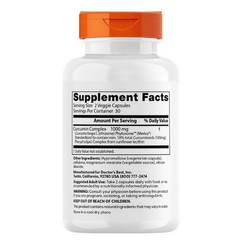 Doctors Best, Curcumin Phytosome with Meriva, 500 mg, 60 Vcaps