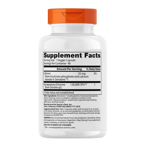 Doctors Best, High Potency Serrapeptase, 90 Veggie Caps