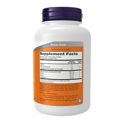 Now Foods, GABA, 250 mg, Orange Flavour 90 chewables