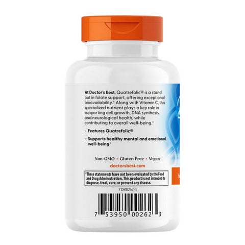 Doctors Best, Fully Active Folate with Quatrefolic, 400 mcg, 90 vcaps