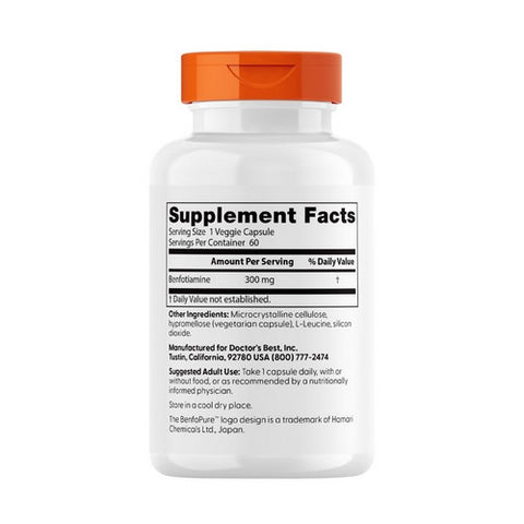 Doctors Best, Benfotiamine, 300 mg, 60 Veggie Caps