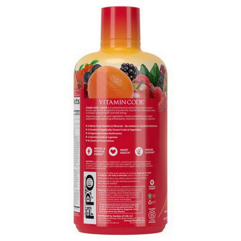 Garden of Life, Vitamin Code Liquid Multivitamin Formula, Fruit Punch Flavor 30 oz