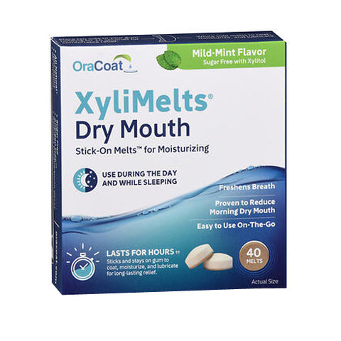OraCoat, XyliMelts Dry Mouth Stick-On Melts Mild-Mint, 40 Melts