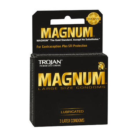 Trojan, Magnum Lubricated Latex Condoms, Large, Pack of 3