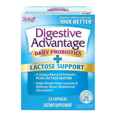 Schiff/Bio Foods, Digestive Advantage Daily Probiotics + Lactose Support, 32 caps