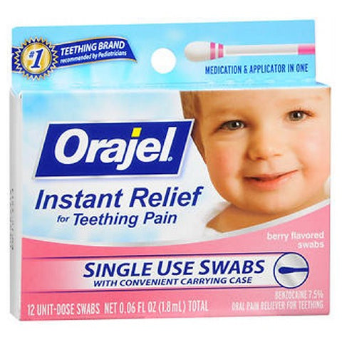 Trojan, Baby Orajel Instant Teething Pain Relief Swabs, Berry Flavor 12 ct