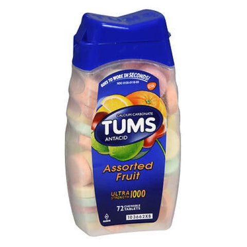 Tums, Ultra Strength Assorted Fruit Antacid Chewable, 72 Tablets