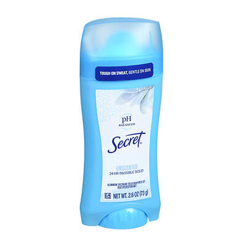 Secret, Anti-Perspirant Deodorant Invisible, Solid Unscented 2.6 oz