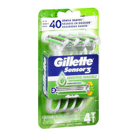 Gillette, Sensor 3 Disposable Razors For Men, 4 each