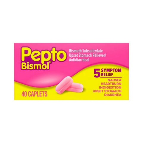 Pepto-Bismol, Upset Stomach Reliever Antidiarrheal Caplets, 40 ct
