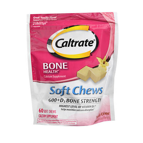Caltrate, Calcium And Vitamin D Supplement 600+D, Vanilla Creme 60 softchews