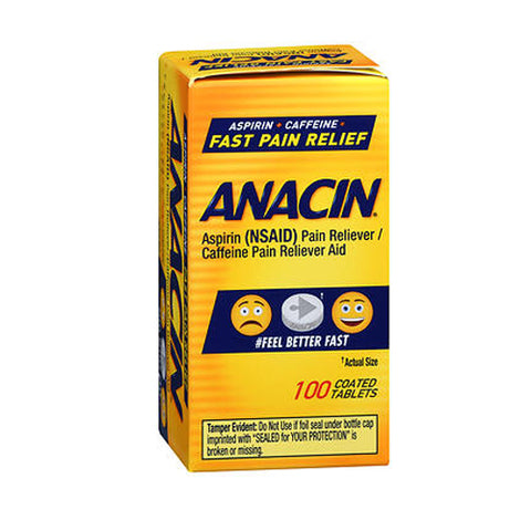 Anacin, Pain Relief Aspirin Tablets, 100 tabs
