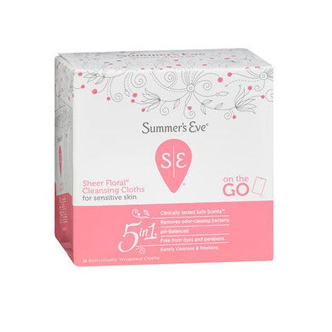 Summers Eve, Feminine Cleansing Cloths, Sensitive Skin Sheer Floral Summers 16 each