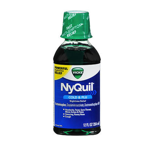 Vicks, Cold Flu Nighttime Relief Liquid Original Flavor, 12 Oz