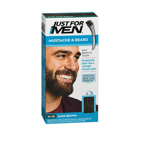 Just For Men, Mustache & Beard Brush-In Color Gel, Dark Brown (M-45), 1 Each