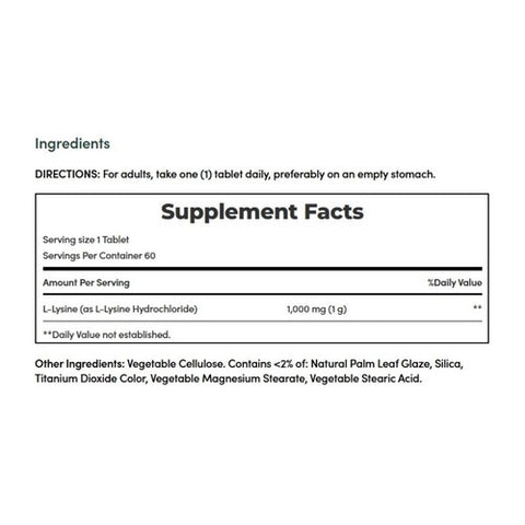 Nature's Bounty, L-lysine, 1000 mg, 60 tabs