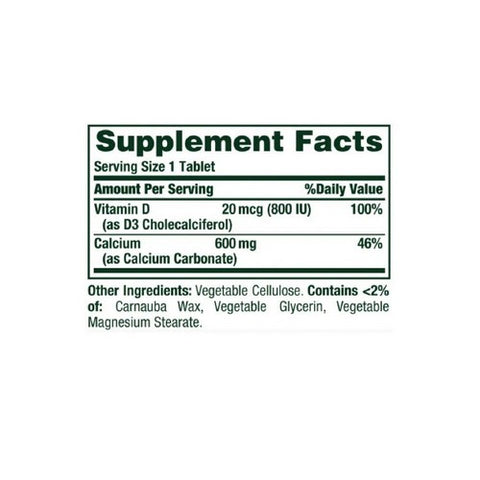 Nature's Bounty, Nature's Bounty Calcium 600 With Vitamin D3, 250 tabs
