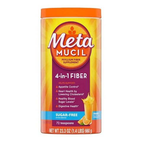 Metamucil, Psyllium 4-In-1 Fiber Sugar Free Orange Smooth Powder, 23.3 Oz
