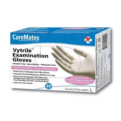 Caremates, Vytrile-Pf Examination Gloves, Large 50 each