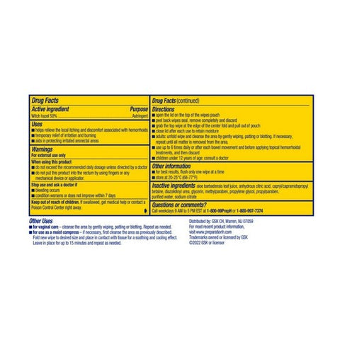 Preparation H, Maximum Strength Formula Medicated Wipes, 48 Count