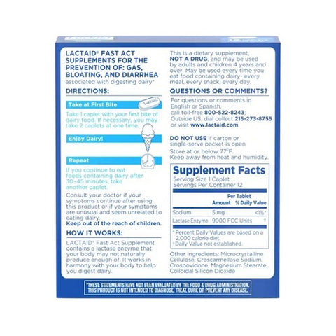 Lactaid, Fast Action Caplets, 12 caplets