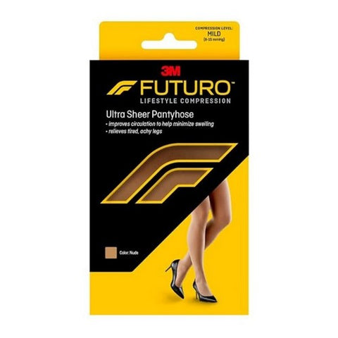 3M, Futuro Energizing Ultra Sheer Pantyhose For Women French Cut Lace Panty Mild Nude, Large each