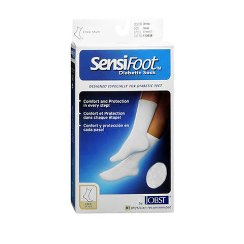 Jobst, Sensifoot Mens And Womens Crew Style Diabetic White Socks, Small each