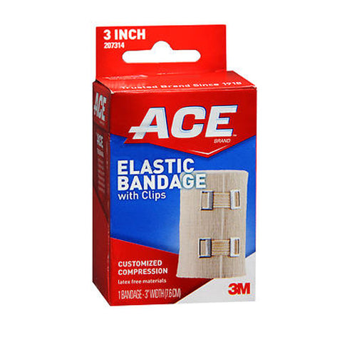 Ace, Elastic Bandage With Clips, 3 inches 1 each