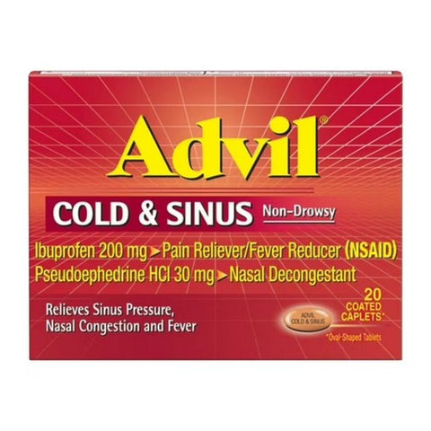 Advil, Cold and Sinus Coated Caplets, 20 tabs