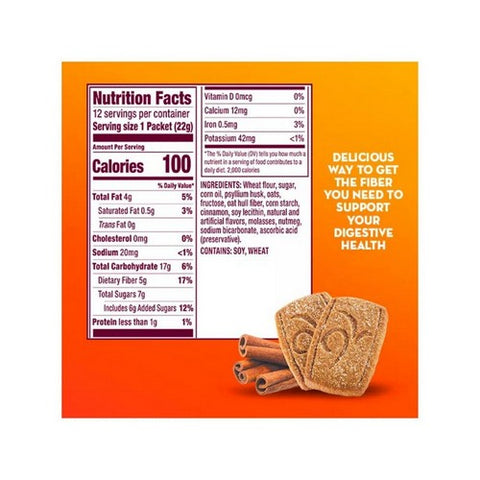 Metamucil, Multi Grain Fiber Wafers Cinnamon Spice, 12 Count